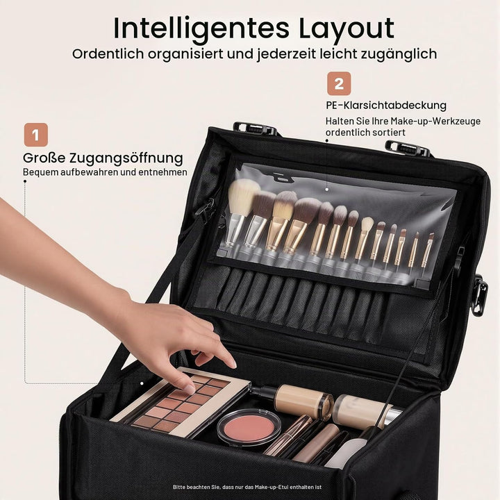 2 In 1 Kosmetik Trolley Multi-Function Friseurkoffer Professionelle Schwarz Kosmetikkoffer Beauty To