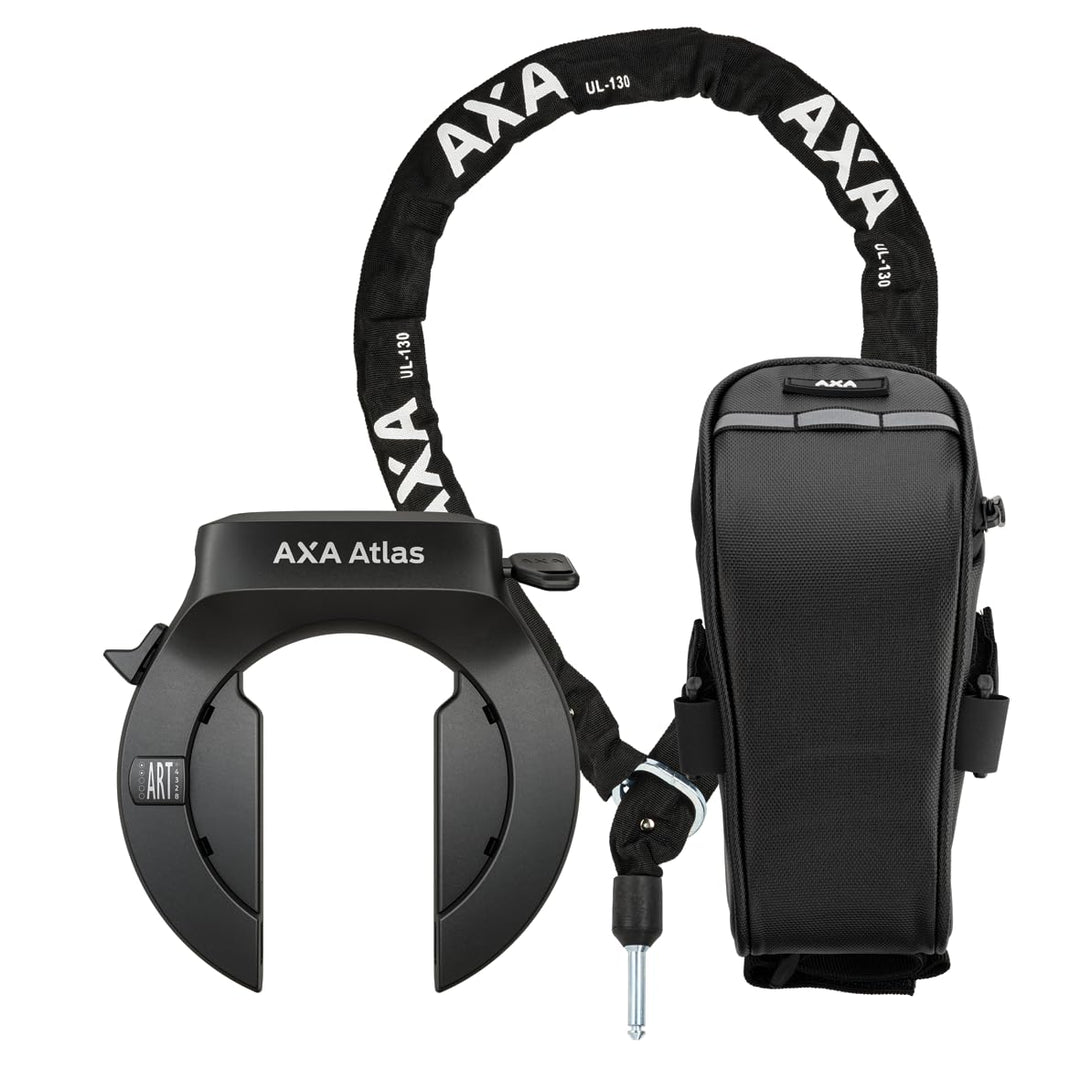 AXA Atlas + ULC 130 Einsteckkette + Satteltasche – Rahmenschloss Set – Sicherheitsstufe 14 – Schlüss