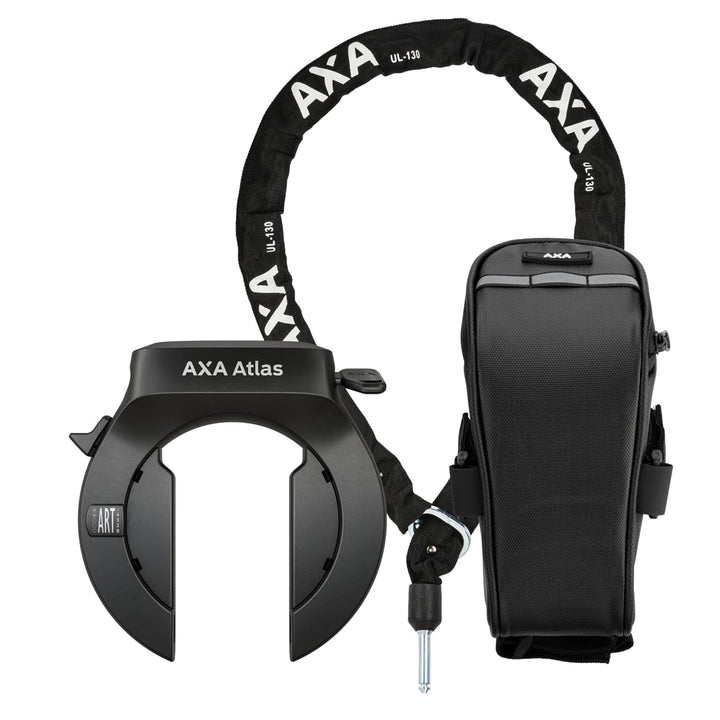 AXA Atlas + ULC 130 Einsteckkette + Satteltasche – Rahmenschloss Set – Sicherheitsstufe 14 – Schlüss