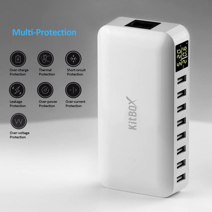 iLepo 8 Port USB A Ladegerät mit LED Anzeige,USB Netzteil Eingang 100-240V 40W 5V8A output Multi USB