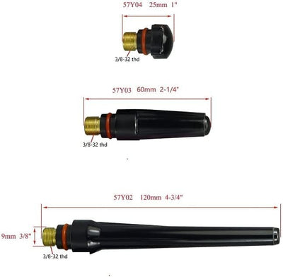 RIVERWELD TIG Stubby lente de gas #10 Copa Pyrex Kit DB SR WP 17 18 26 TIG Antorcha de soldadura 49