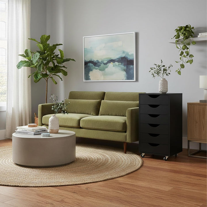 Relaxdays Rollcontainer, 6 Schubladen, HxBxT: 78 x 40 x 40 cm, Aktenschrank auf Rollen, Bürocontaine