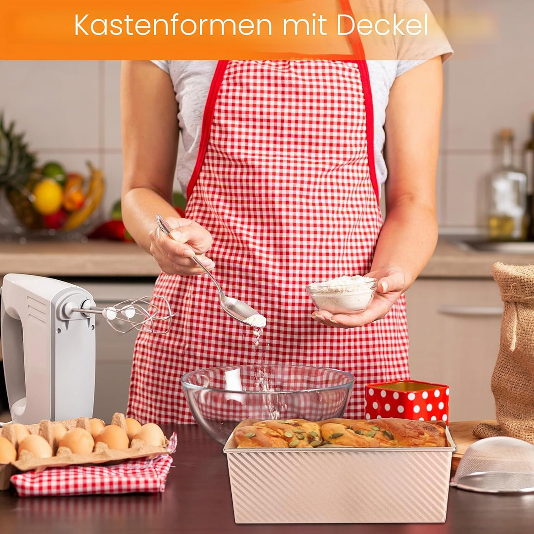 WOPPLXY 2 Stück Brotbackform mit Deckel, 1000g und 450g Toastbrot Backform mit Deckel, Antihaftbesch