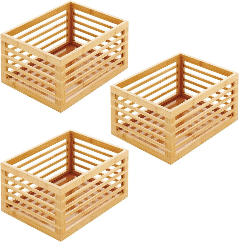 mDesign Küchen Organizer aus Bambus – umweltfreundliche Aufbewahrungsbox für den Küchenschrank, das