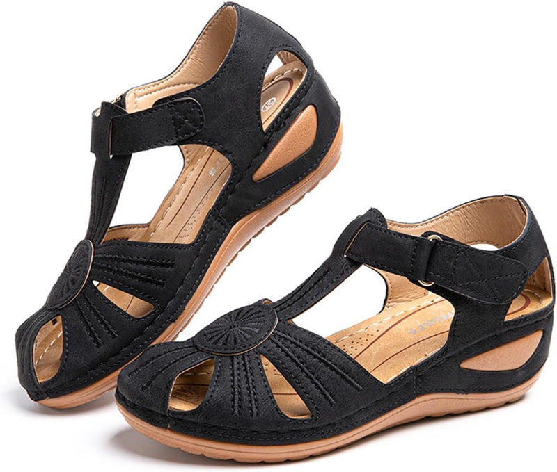 Hitmars Sandalen Damen Keilabsatz Pantoletten Plateau Geschlossene Sommer Keilsandalen Slingback Fus