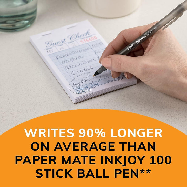 BIC - Round Stic Ballpoint Pen, Med. Point, Black Ink, Sold as 1 Dozen, BICGSM11BK