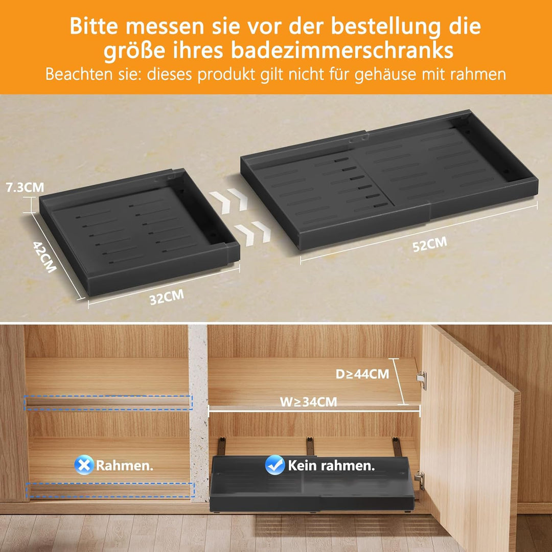 WIMEORS 2 Stück Ausziehbarer Schrank-Organizer, erweiterbar (32 cm - 51,8 cm),Teleskopschublademit S