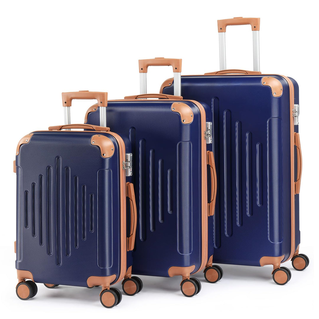 LEADZM Kofferset 3 teilig, Reisekoffer Set mit Eckenschutz, Koffer Set Hartschalen-Trolley aus ABS m