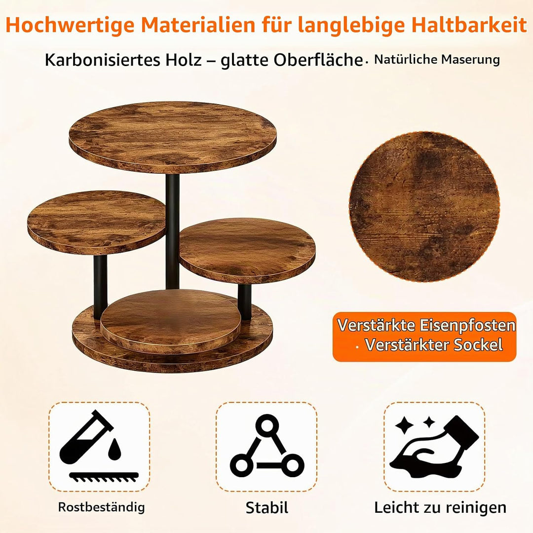 Cupcake-Ständer Aus Holz, Tortenständer 4 Etagen, Um 360° Drehbar, Formschön, Durchmesser 20/30 Cm,