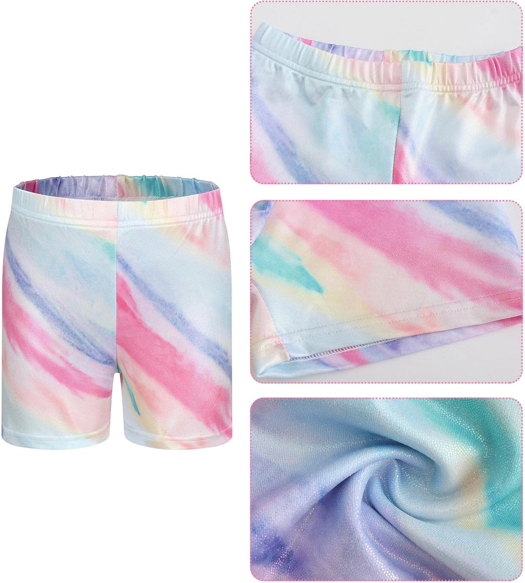 SEAUR Mädchen Turnanzug Turnshorts Haarband Set Kinder Turnen Trikot Shorts Gymnastik Ärmellos/Langa