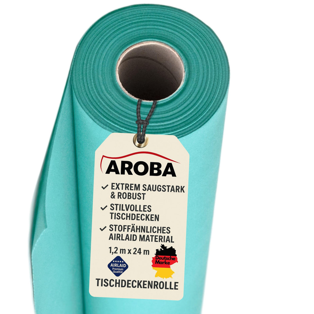 AROBA 1x Airlaid Tischdeckenrolle (Hellblau, 1,2 m x 24 m) - Stoffähnliche Tischdecke - Hochwertige