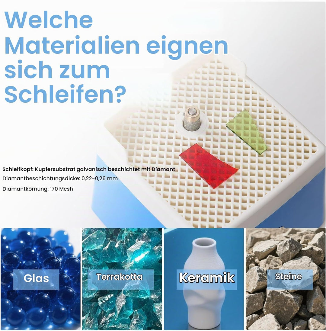 Mini-Buntglas-Schleifer, automatische Wasserfüllung, Anti-Staub, 220 V, 4200 U/min, bürstenlose Moto