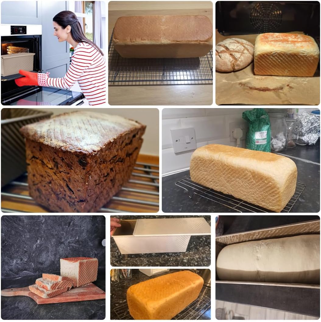 Axim Grosse Kastenform mit Deckel, Antihaft-Toastkasten, Kastenform mit Schiebeabdeckung, Pullman-Br