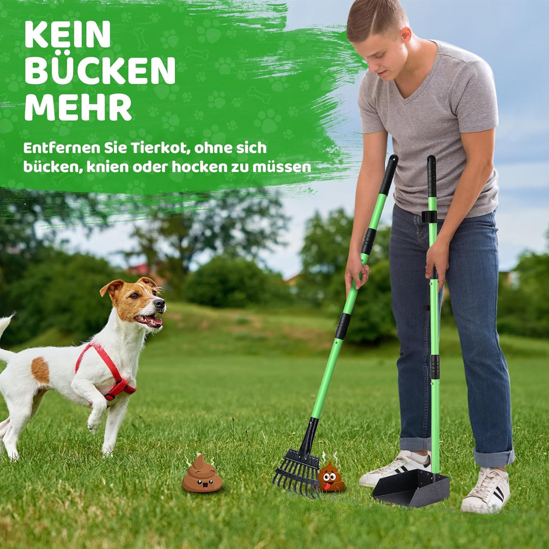 REAPALOT Hundekotschaufel, Robustes Metalltablett und Rechen-Set, Hundekotsammler aus Edelstahl mit