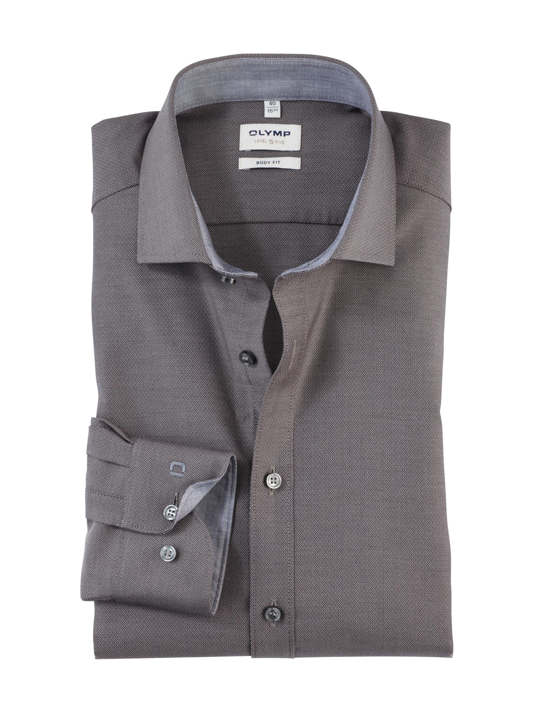 OLYMP Herren Oberhemd Langarm Level Five,Uni,Body fit,Royal Kent 38 Anthrazit 67, 38 Anthrazit 67