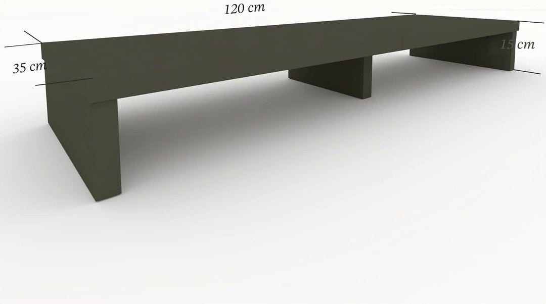 Henor Doppelter TV Riser aus Holz, 120 x 35 x 15 cm, Mattgraphit. Unterstützt +100 kg. 120x35x15 Gra