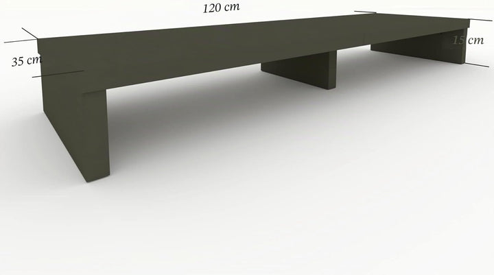 Henor Doppelter TV Riser aus Holz, 120 x 35 x 15 cm, Mattgraphit. Unterstützt +100 kg. 120x35x15 Gra