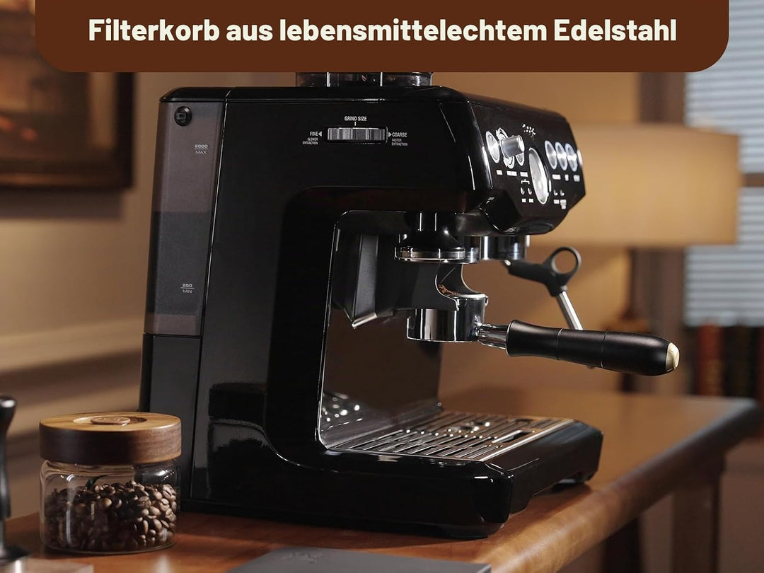MEION 54 mm Siebträger ohne Boden mit eloxiertem Aluminium-Griff, kompatibel mit Breville Barista Ex