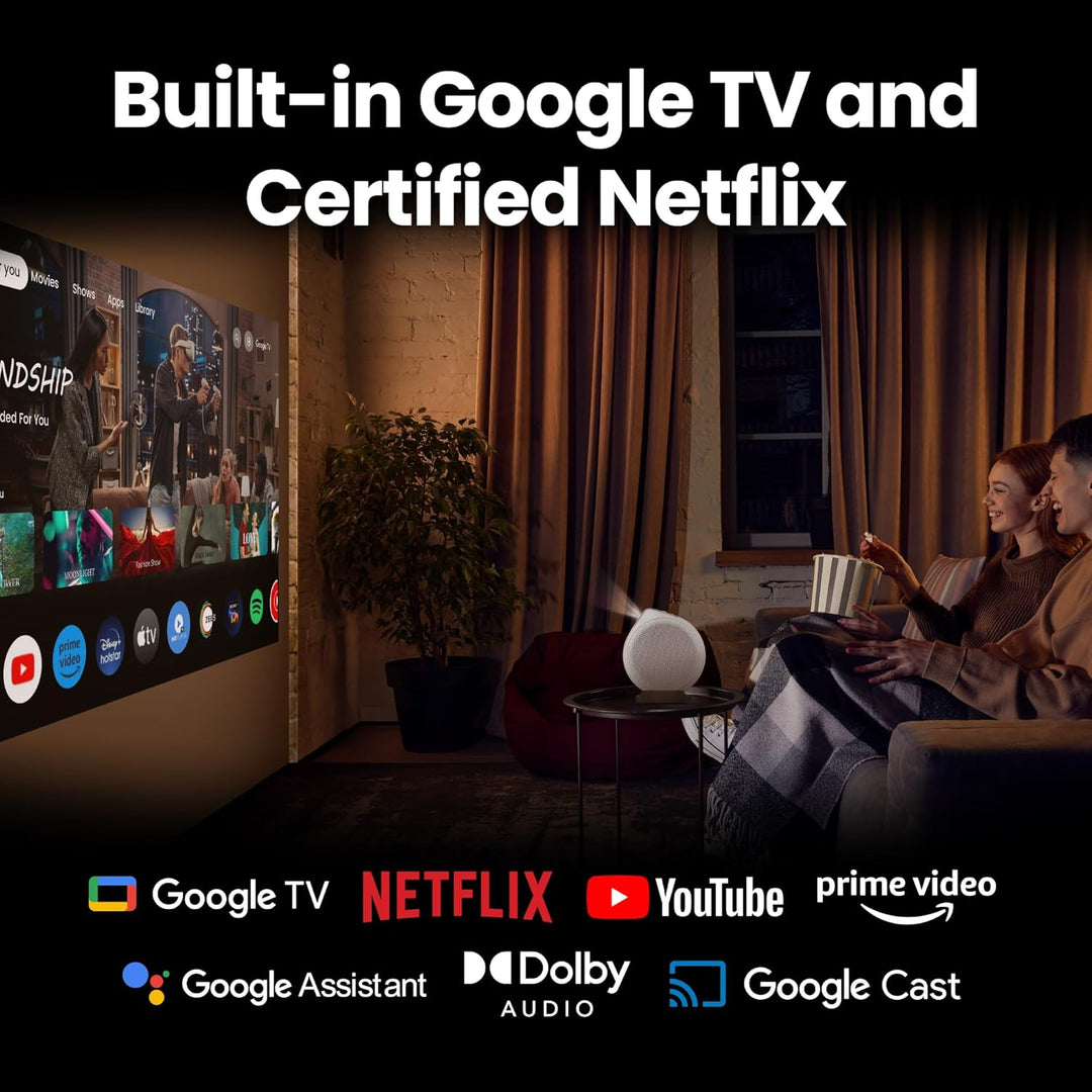 BenQ GV32 1080p Tragbarer Deckenbeamer, 500 ANSI-Lumen-LED, Google TV mit Netflix-Lizenz, HDR10 mit