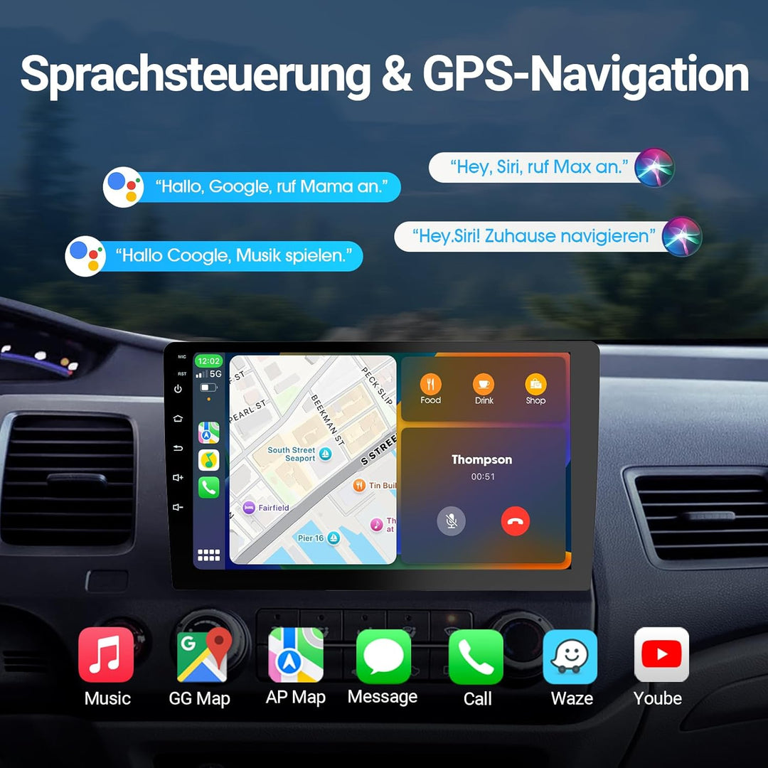 Autoradio 2 DIN Kompatibel mit Apple Carplay & Android Auto, 9 Zoll Touchscreen Autoradio mit Rückfa