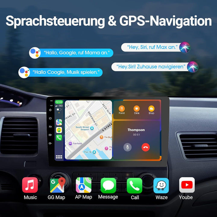 Autoradio 2 DIN Kompatibel mit Apple Carplay & Android Auto, 9 Zoll Touchscreen Autoradio mit Rückfa