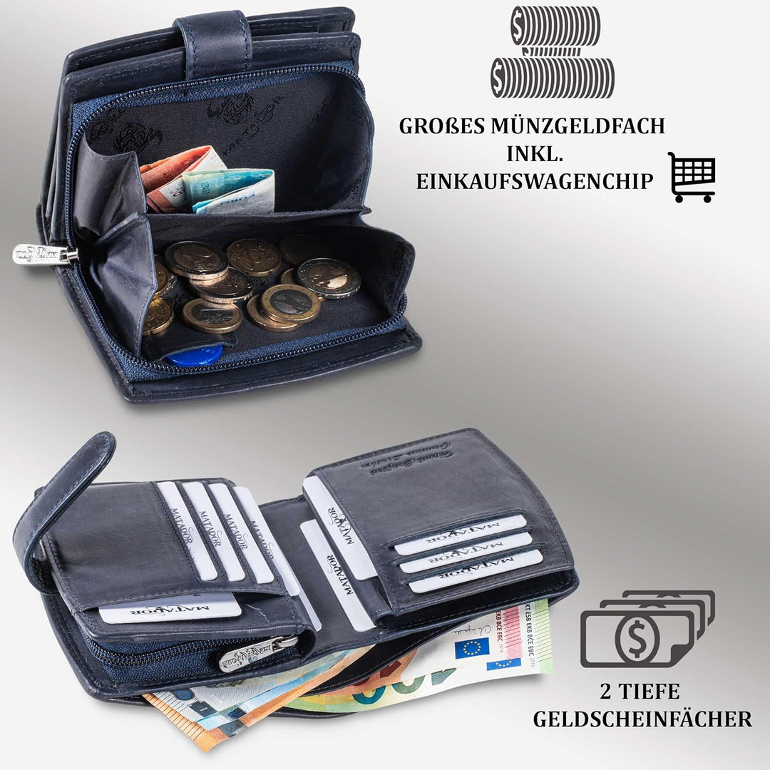 MATADOR Damen Geldbörse Mittelgross Leder #Valencia mit edler Geschenkbox, Elegantes Portemonnaie Da