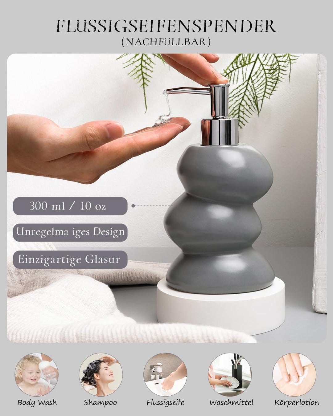 ANTIS'S HOME Keramik Badezimmer Set 5-teilig – Unregelmässige Form, minimalistisches Bad-Accessoires