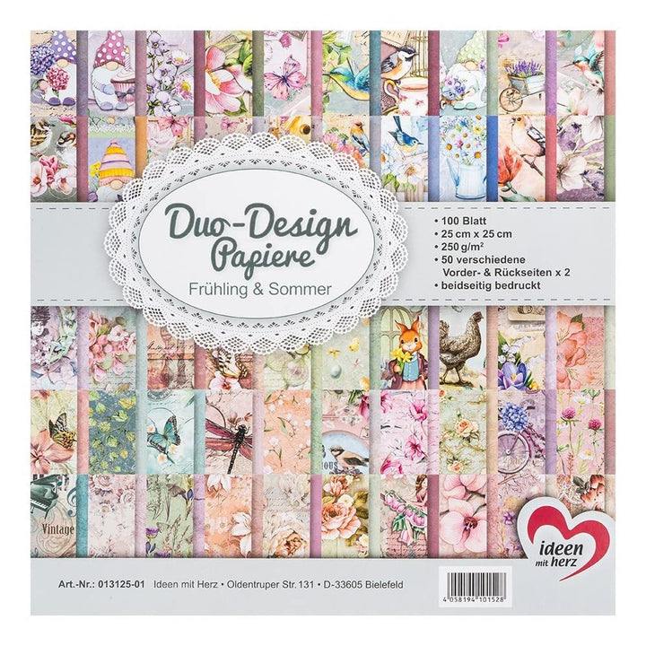 Ideen mit Herz Duo-Design-Papiere | Motiv beidseitig bedruckt | hochwertiges Dekor-Papier | Bastel-K
