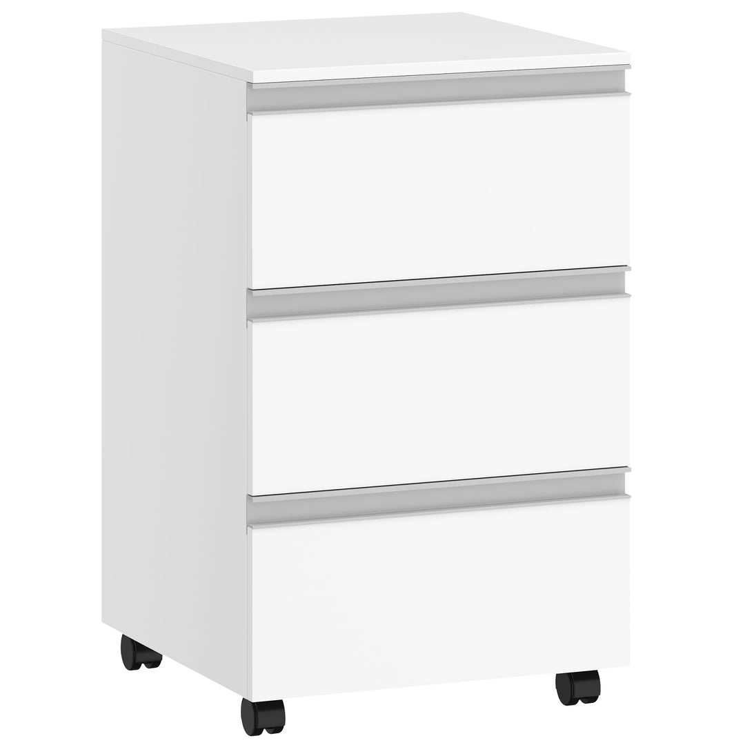 Hzuaneri Rollcontainer 40x40x65.5cm 3 Schubladen weiss | Mobil, 3 Schubl., stabil. Für A4/Letter. Bü