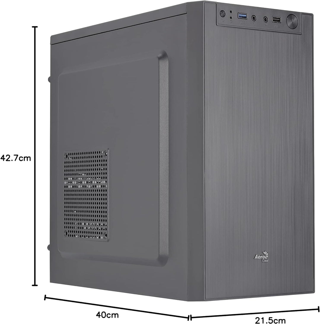 Aerocool CS108BKV1, kompakter PC-Gehäuse Micro ATX, poliertes Aluminium, 80 cm, Schwarz Schwarz CS10