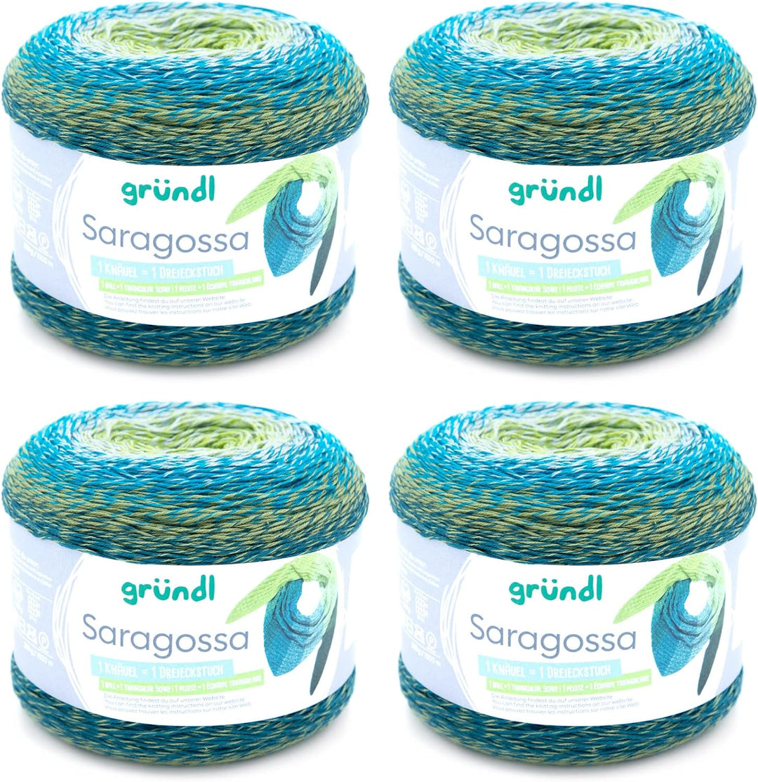 Gründl Wolle Saragossa (weiches Farbverlaufsgarn aus 50% Baumwolle und 50% Polyacryl, 250 g / 1000 m