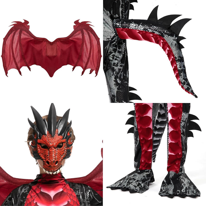 Spooktacular Creations Kind Jungen Drachenkostüm, Drachenflügel und Maske, Halloweenanzug Drachenanz