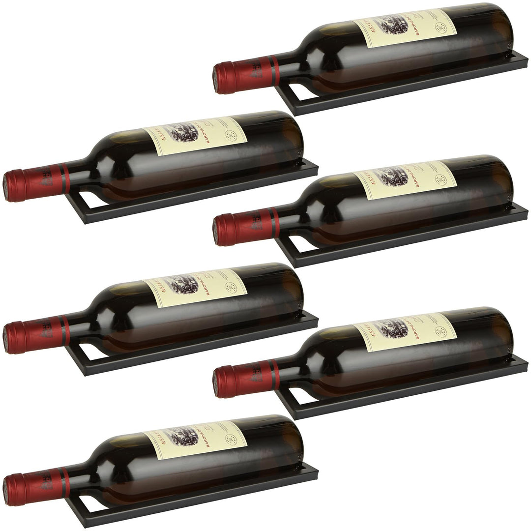 MIVIDE 6 Stück Weinregal Metall Schwarz Wandmontage, Flaschenhalter Wand, Hängend für Alle Arten von