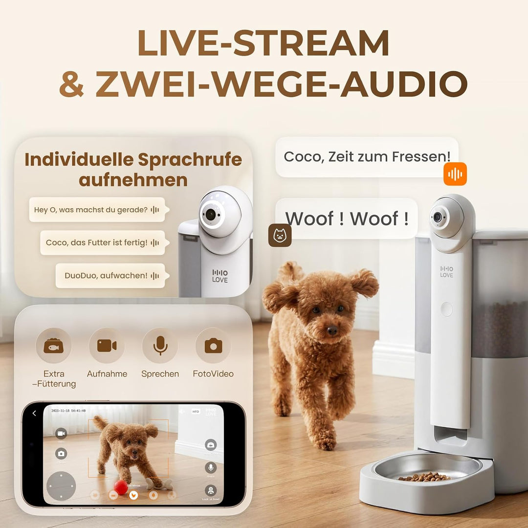 HHOGENE 5L Futterautomat Katze mit Kamera &amp; 1080P Nachtvision, automatischer Katzenfutterautomat KI-