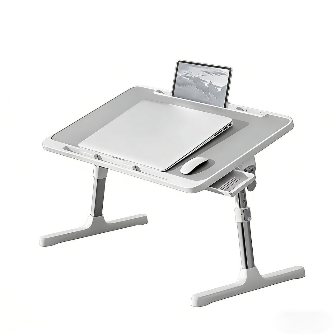 Laptop Tisch für Bett & Sofa, Höhen- und Neigungsverstellbarer Betttisch Klappbar mit Schublade, Tra