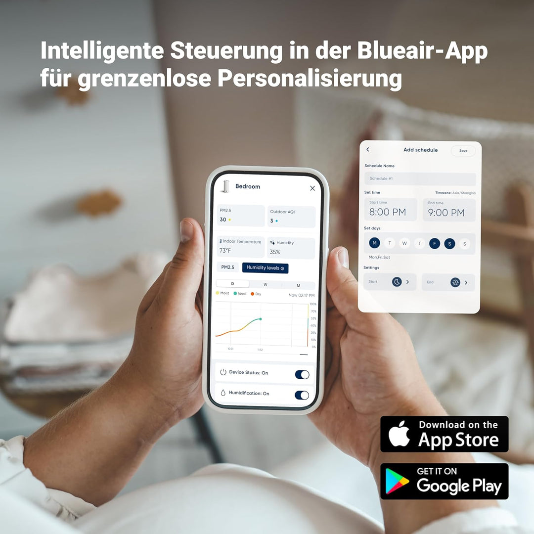 Blueair 2-in-1 Reinigen + Befeuchten: Luftreiniger und Luftbefeuchter mit HEPASilent und 360° Invisi