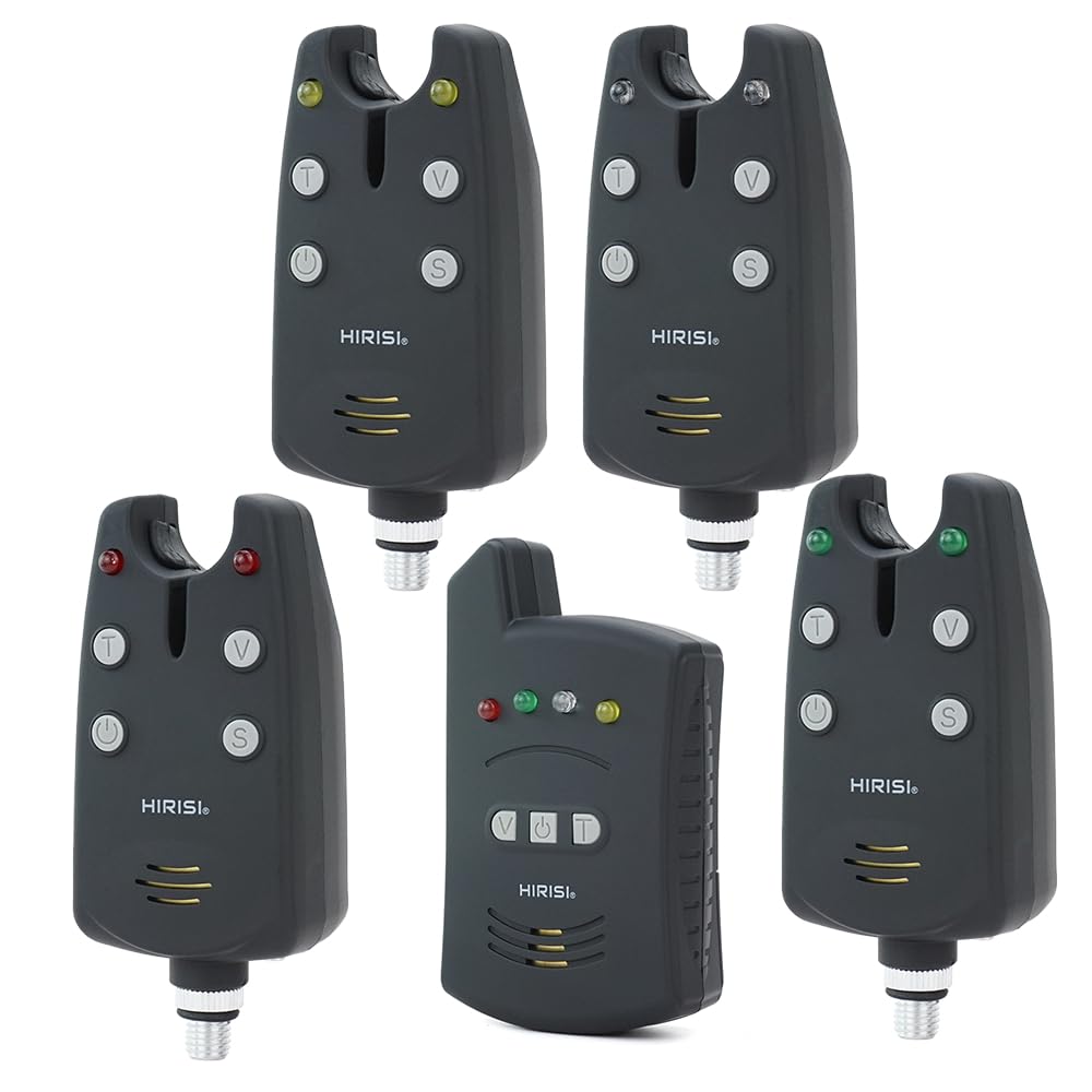 Hirisi Tackle Kabelloses Angeln Alarm Set 1+2 in Schutzhülle für Karpfenangeln B1236 B1236-4, B1236-