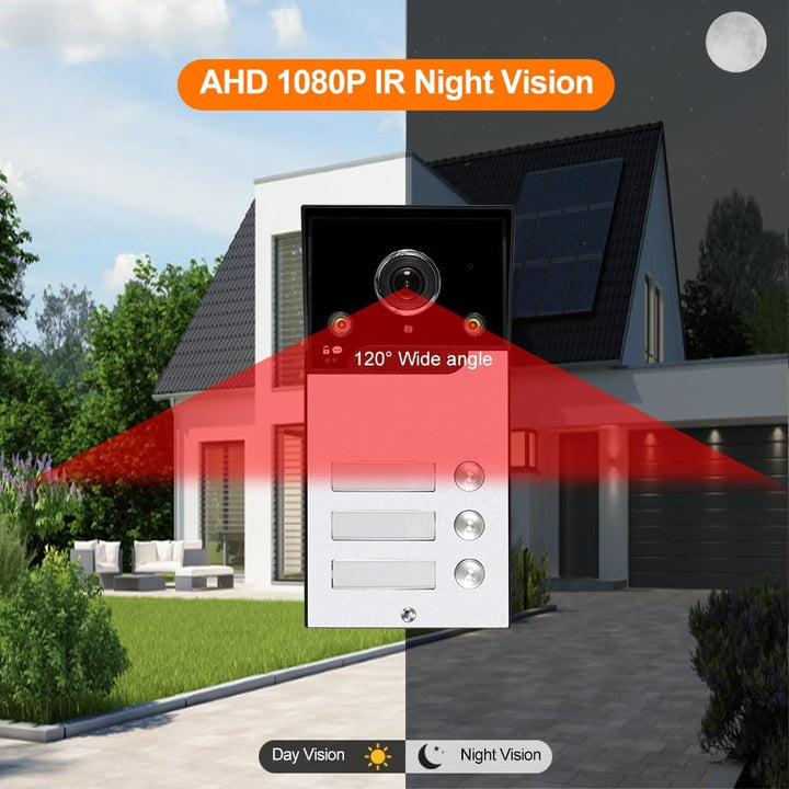 QTTYELOK WiFi Video Türtelefon Intercom-System 1080P HD-Videotürklingel Kamera mit 3PCS Verdrahtet 7