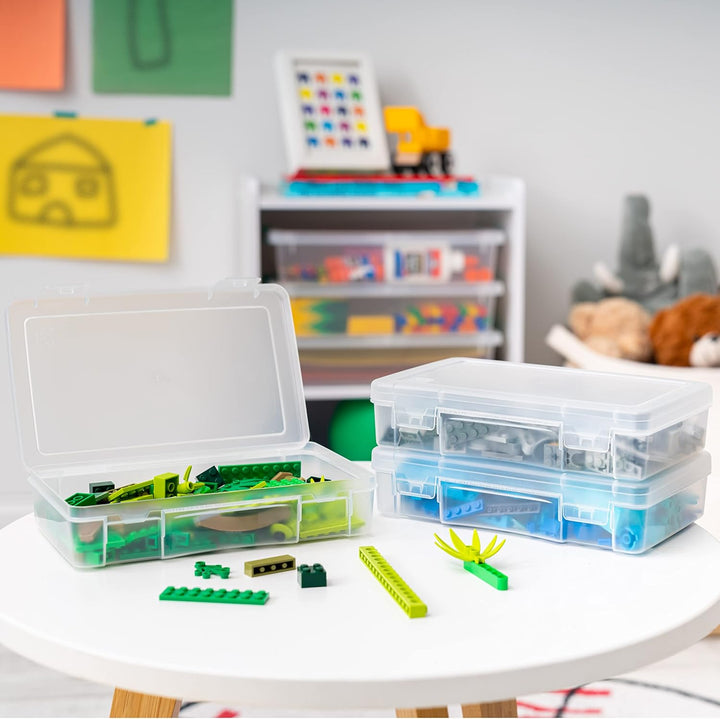 Iris Ohyama, Aufbewahrungsbox für Büromaterial, Plastik, 1.4L, 10er Set, Transparent, Stapelbar, Sch