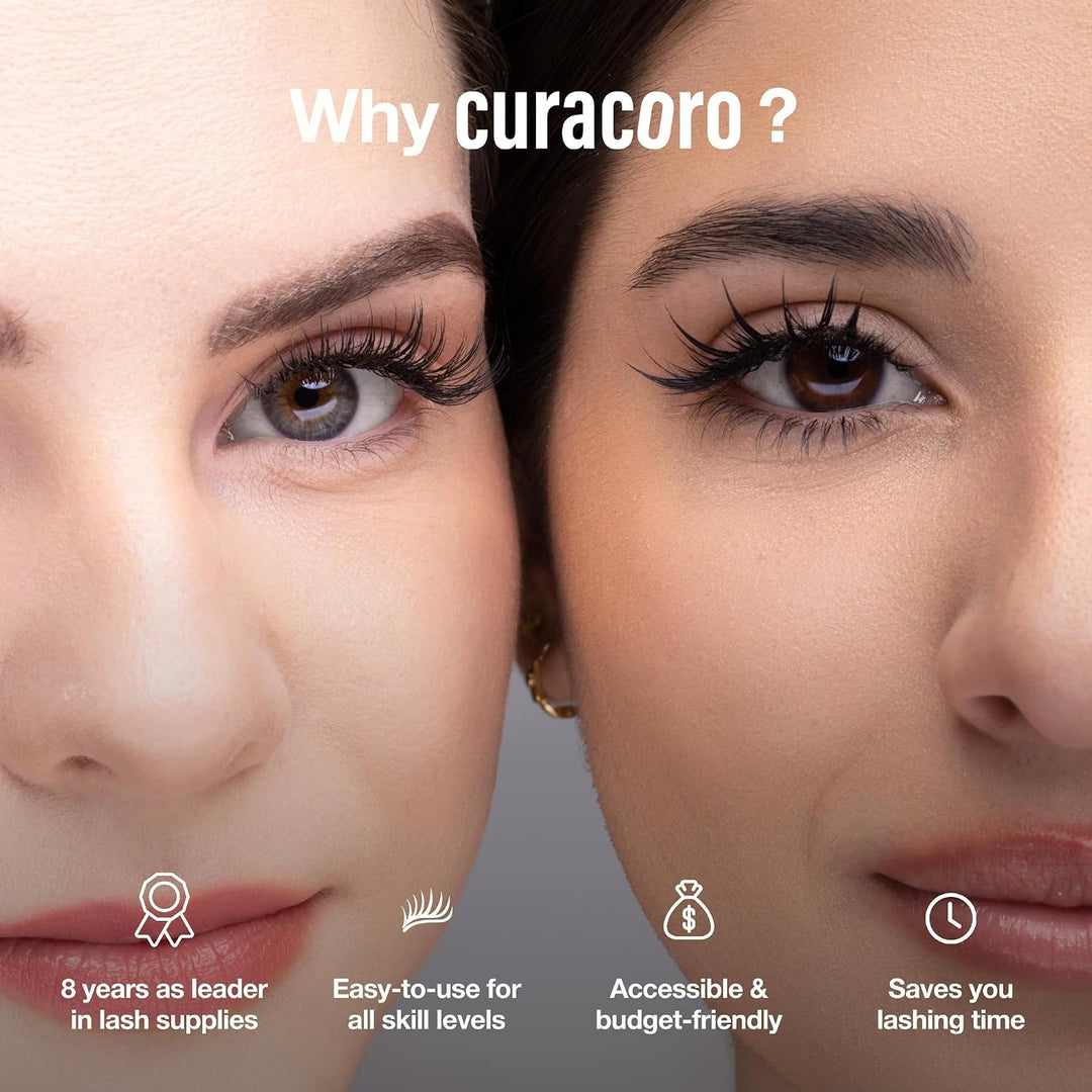 Curacoro LashFolio Schmale Promade Lüfter 12D-0.03 D Curl, 8-11 mm | Handgefertigte Volumenwimpern,