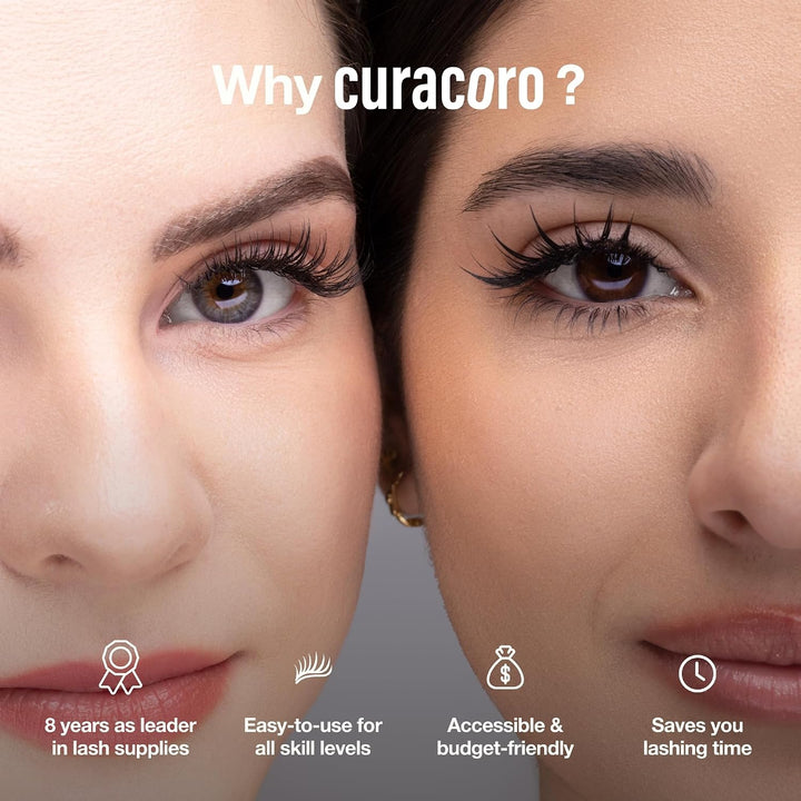 Curacoro LashFolio Schmale Promade Lüfter 12D-0.03 D Curl, 8-11 mm | Handgefertigte Volumenwimpern,