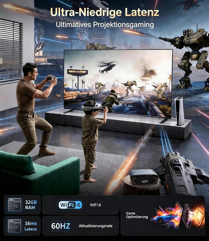 4K Smart Beamer mit Google TV – 2550 ANSI Lumen Tageslicht-Projektor, 70W Dolby Audio, ToF Autofokus