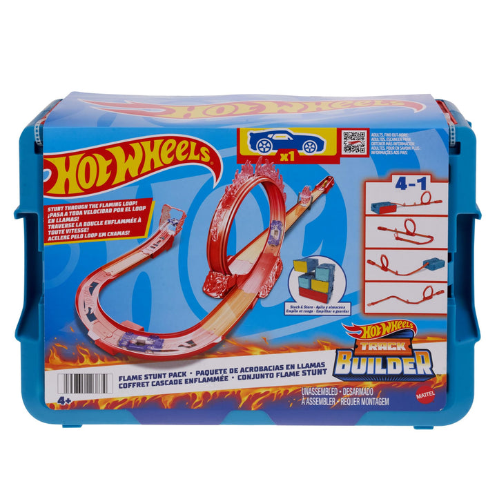 Hot Wheels Trackset, Trackset im Feuer-Design mit einem Hot Wheels Fahrzeug, 16 Track- und Stuntkomp