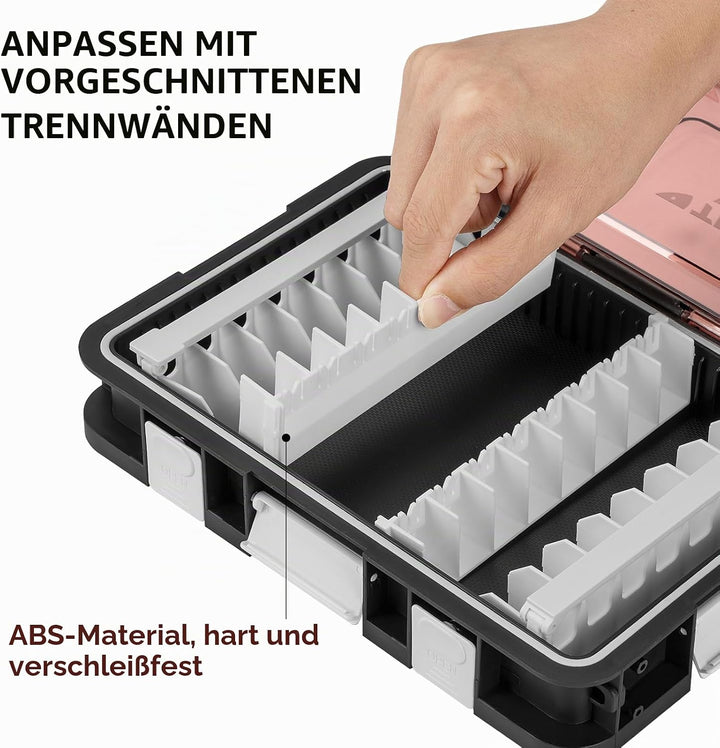Köderbox Angeln Set, 2 Stück Angelbox 23x16x5 cm, Tackle Box Angeln mit Herausnehmbaren Trennwänden,