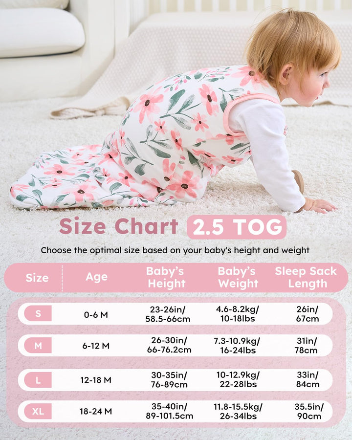Yoofoss Schlafsack Baby Winter 2.5 Tog - 84cm/12-18 Warm Winterschlafsack Baumwolle Babyschlafsack W