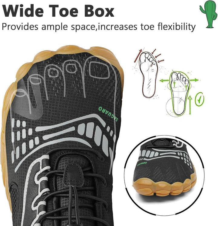 SAGUARO Unisex Barfussschuhe Leicht rutschfest Traillaufschuhe für Outdoor & Indoor 37 EU Schwarz We