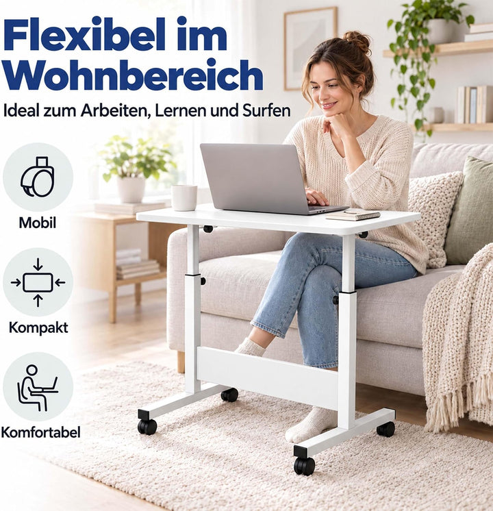 Relaxdays Laptoptisch höhenverstellbar, 67-90 cm, weiss, Weiss