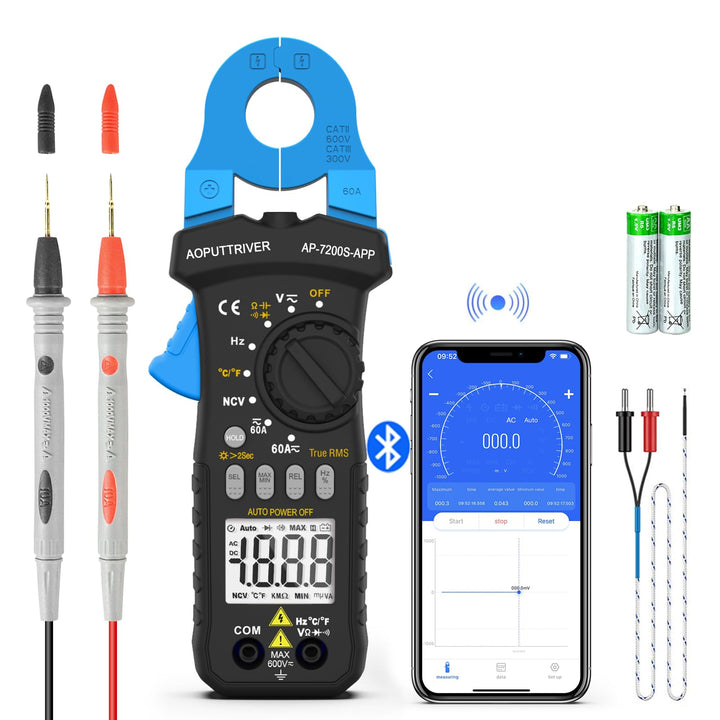 Stromzangen Amperemeter mit Bluetooth Konnektivität TRMS 6000 Zählung Berührungslose AC/DC-Spannungs