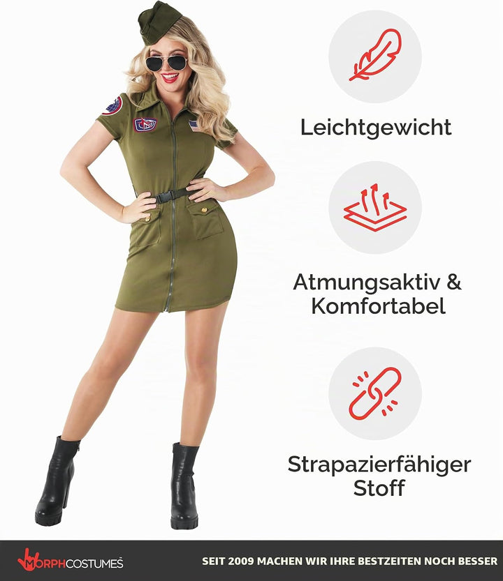 Fun Shack Jet Pilotin Kostüm Damen, Kostüm Damen Pilotin, Kostüm Pilotin Damen, Kampfpilot Kostüm Da