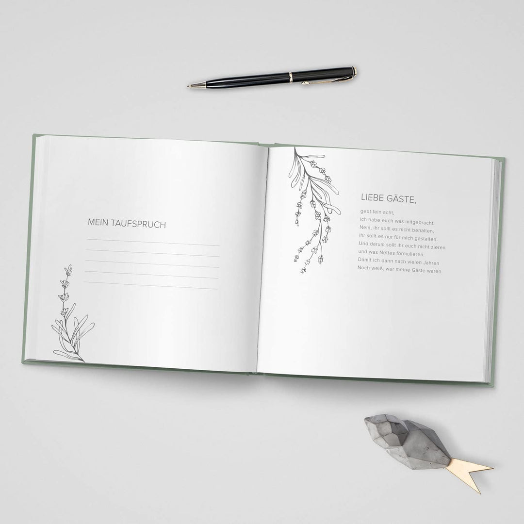 KIDDO Gästebuch zur Taufe, PERSONALISIERT, mit Veredelung in Gold, Silber oder Roségold, Taufbuch, B